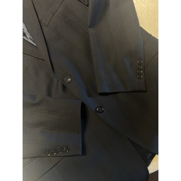 Tommy Hilfiger Mens 46L 38x33 Navy Royal Cobalt Blue Plaid Suit - Picture 8 of 16